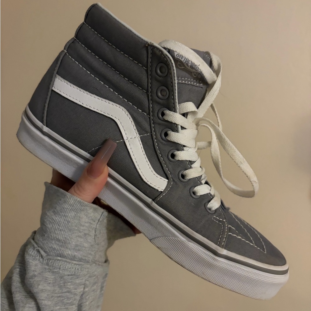 Vans White and Gray High-Top Skate Sneakers